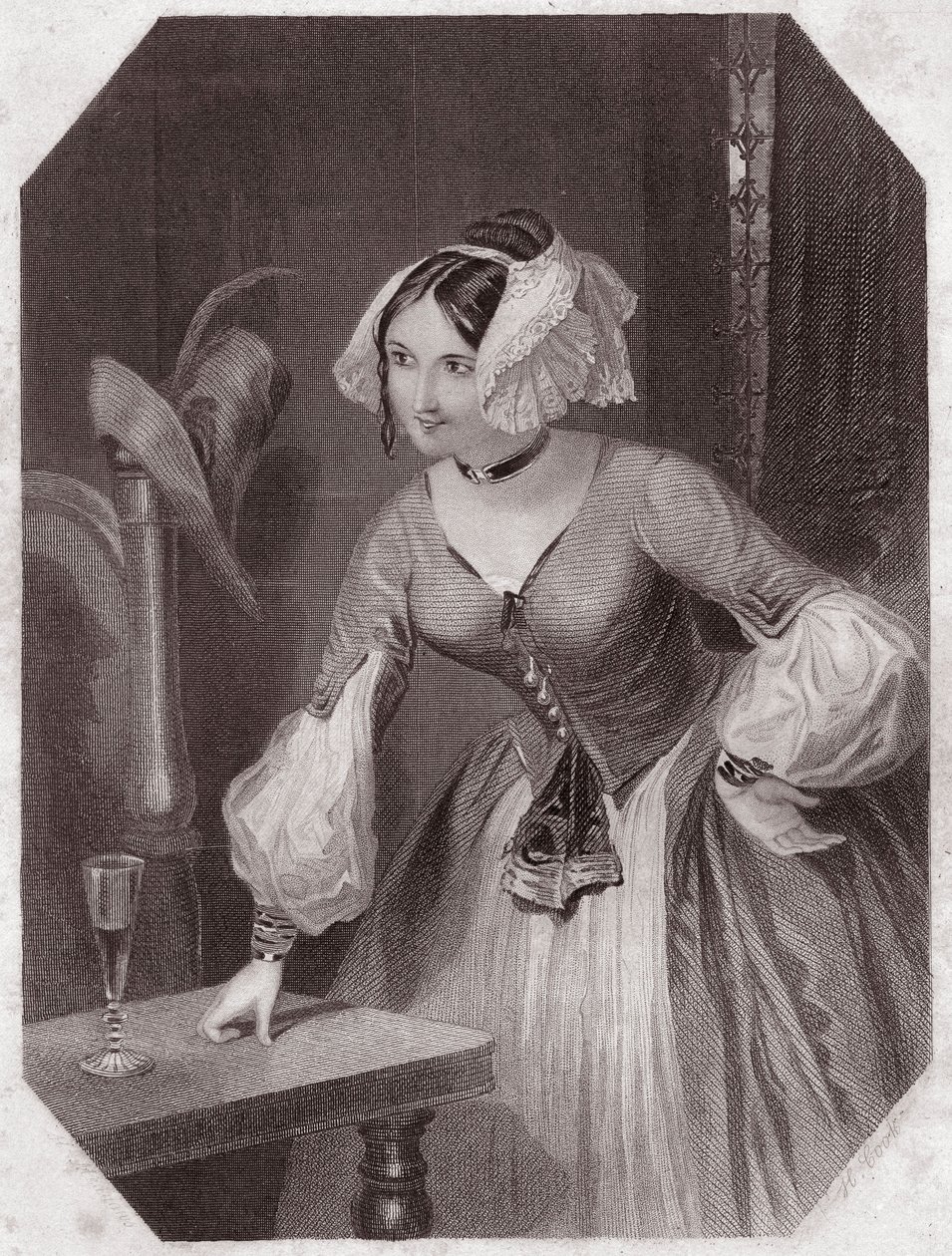 Maria (La dodicesima notte) in - "Galleria delle donne di Shakespeare, collezione di quarantacinque ritratti seri dei primi artisti londinesi, arricchita di avvisi critici e letterari" circa 1838 - da "Galleria delle donne di Shakespeare, Col da English School