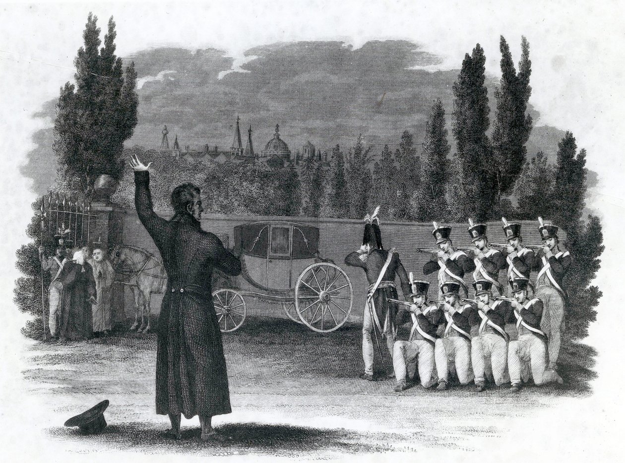 Il Maresciallo Ney si sparò dando il comando, pubblicato da Thomas Kelly, 1816 da English School