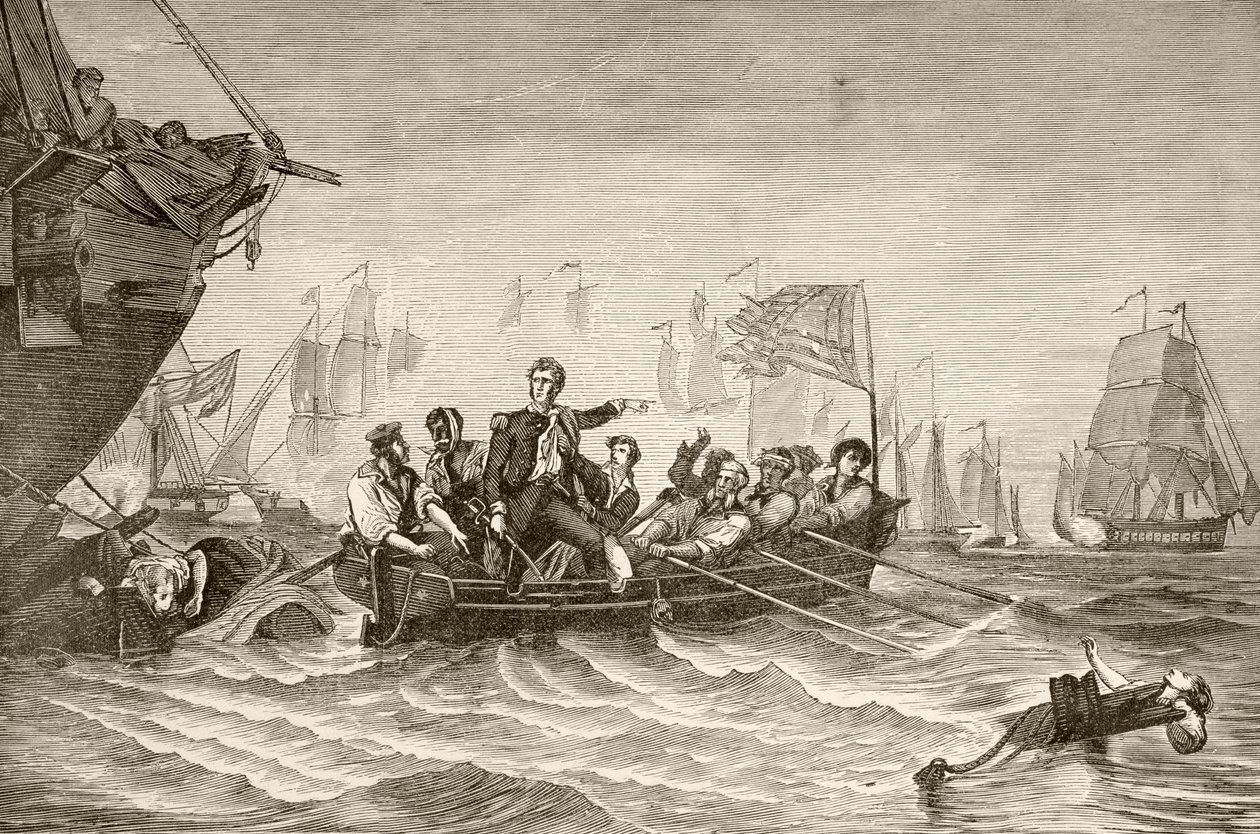 Il comandante Oliver Hazard Perry si trasferisce dalla USS Lawrence alla USS Niagara durante la battaglia del Lago Erie da English School
