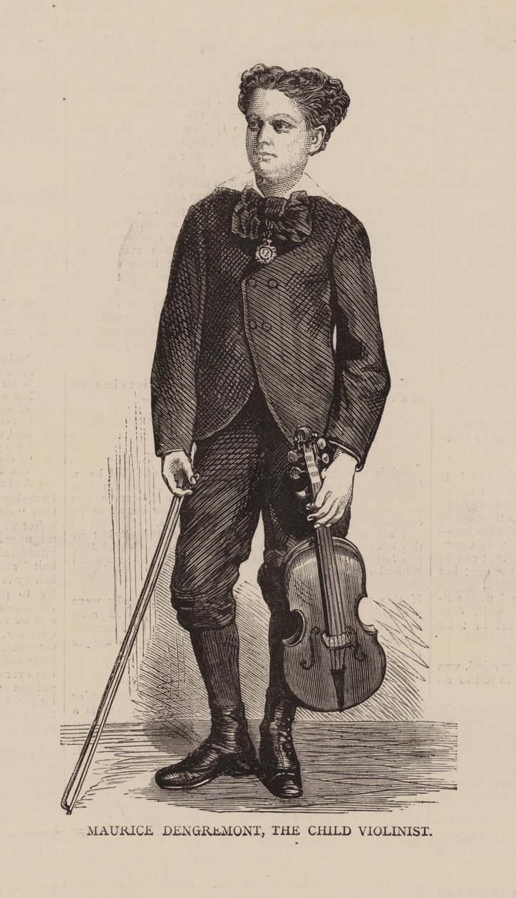 Maurice Dengremont, Il violinista bambino (incisione) da English School