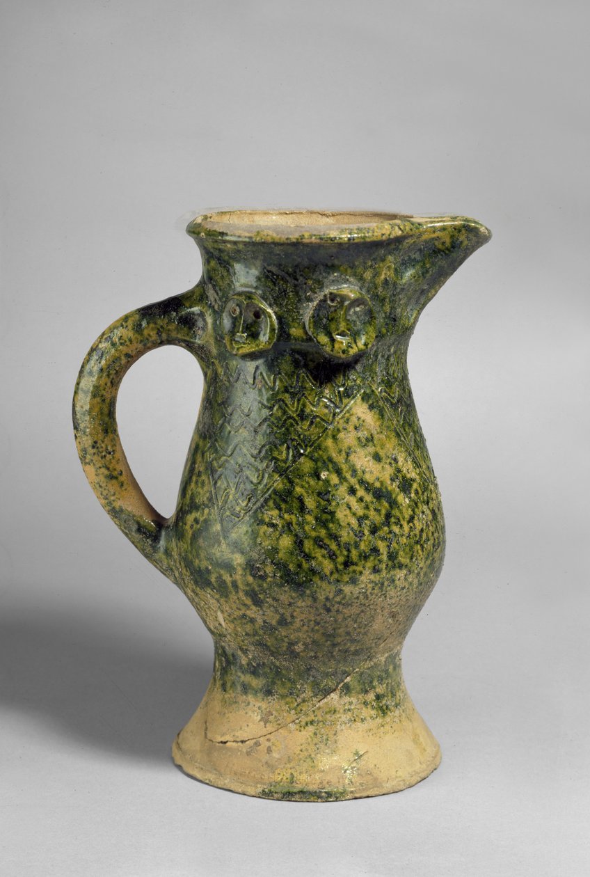 Boccale medievale a forma di pappagallo, Oxfordshire (terracotta smaltata) da English School