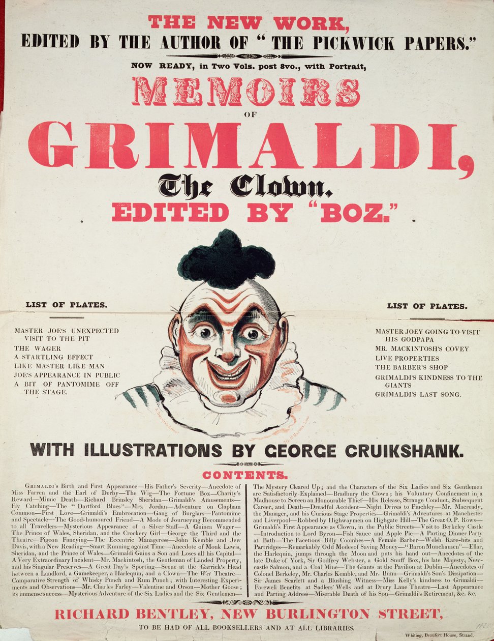 Memorie di Grimaldi il clown, con illustrazioni di George Cruikshank, 1888 da English School