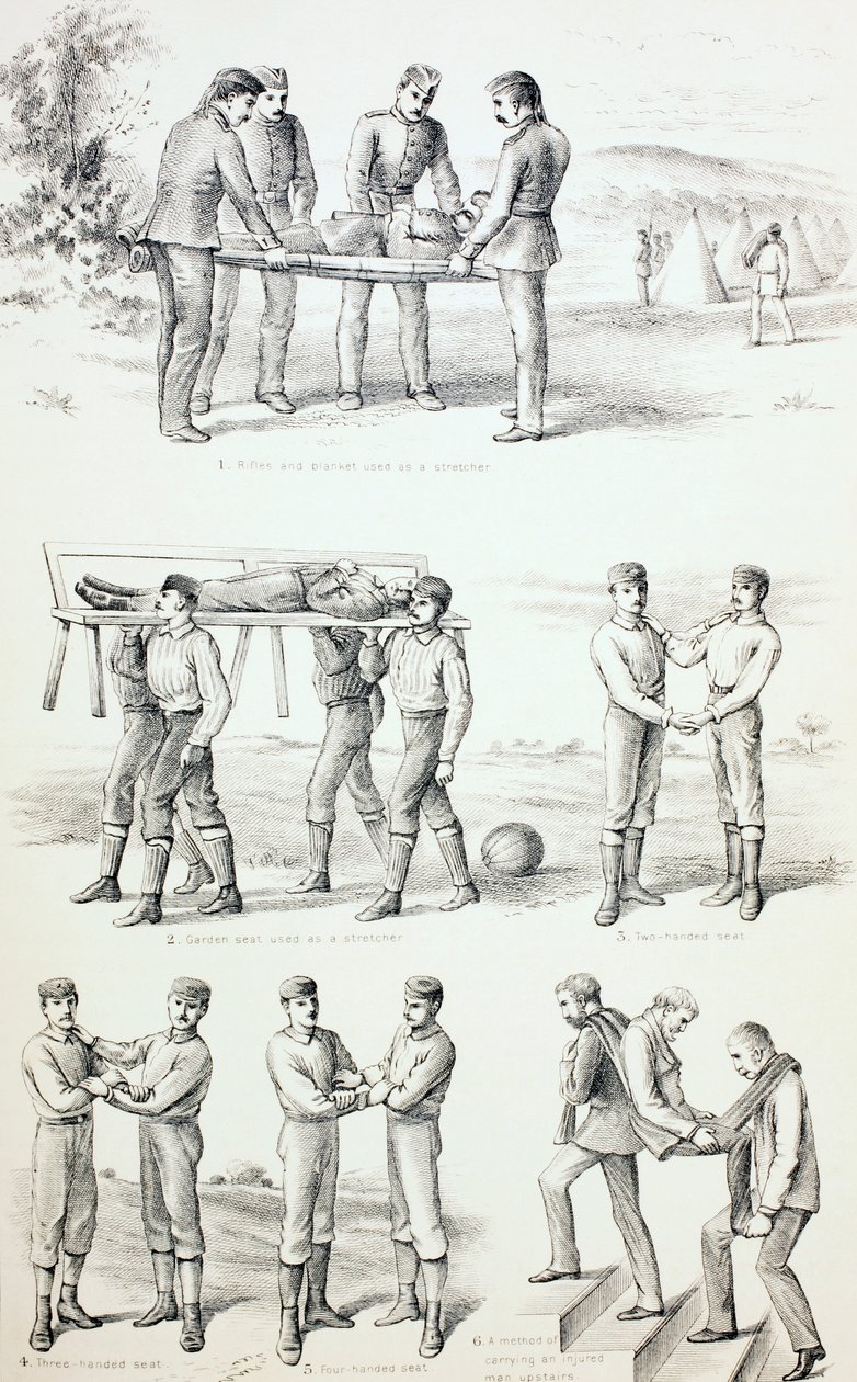 Metodi di trasporto dei feriti, c.1890 da English School