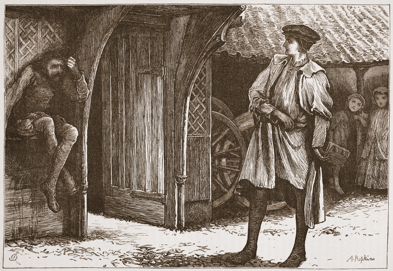 Millon e il luterano, illustrazione da La storia del protestantesimo di James Aitken Wylie (1808-1890), pub. 1878 da English School