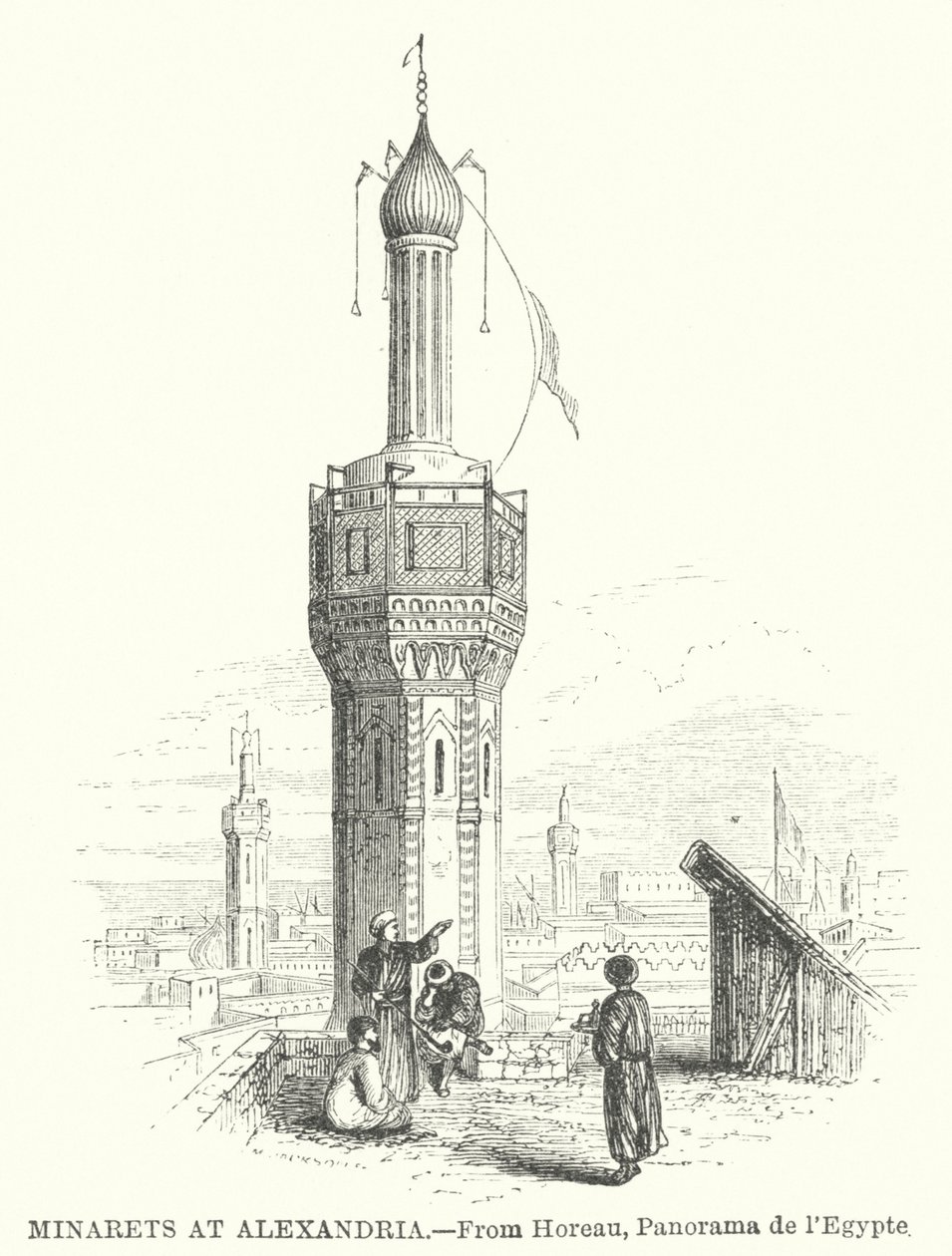 Minareti ad Alessandria (incisione) da English School