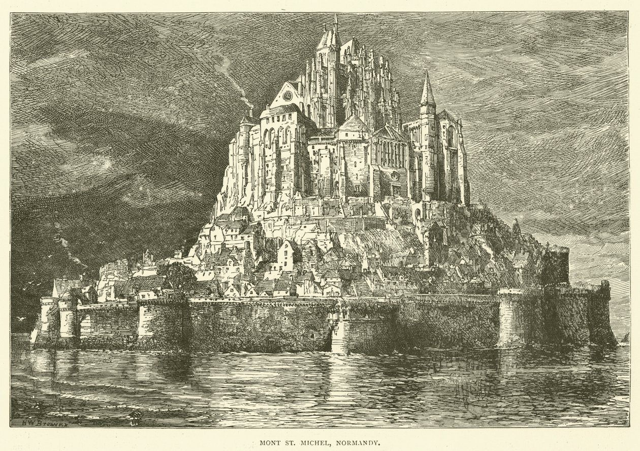 Mont St Michel, Normandia (incisione) da English School