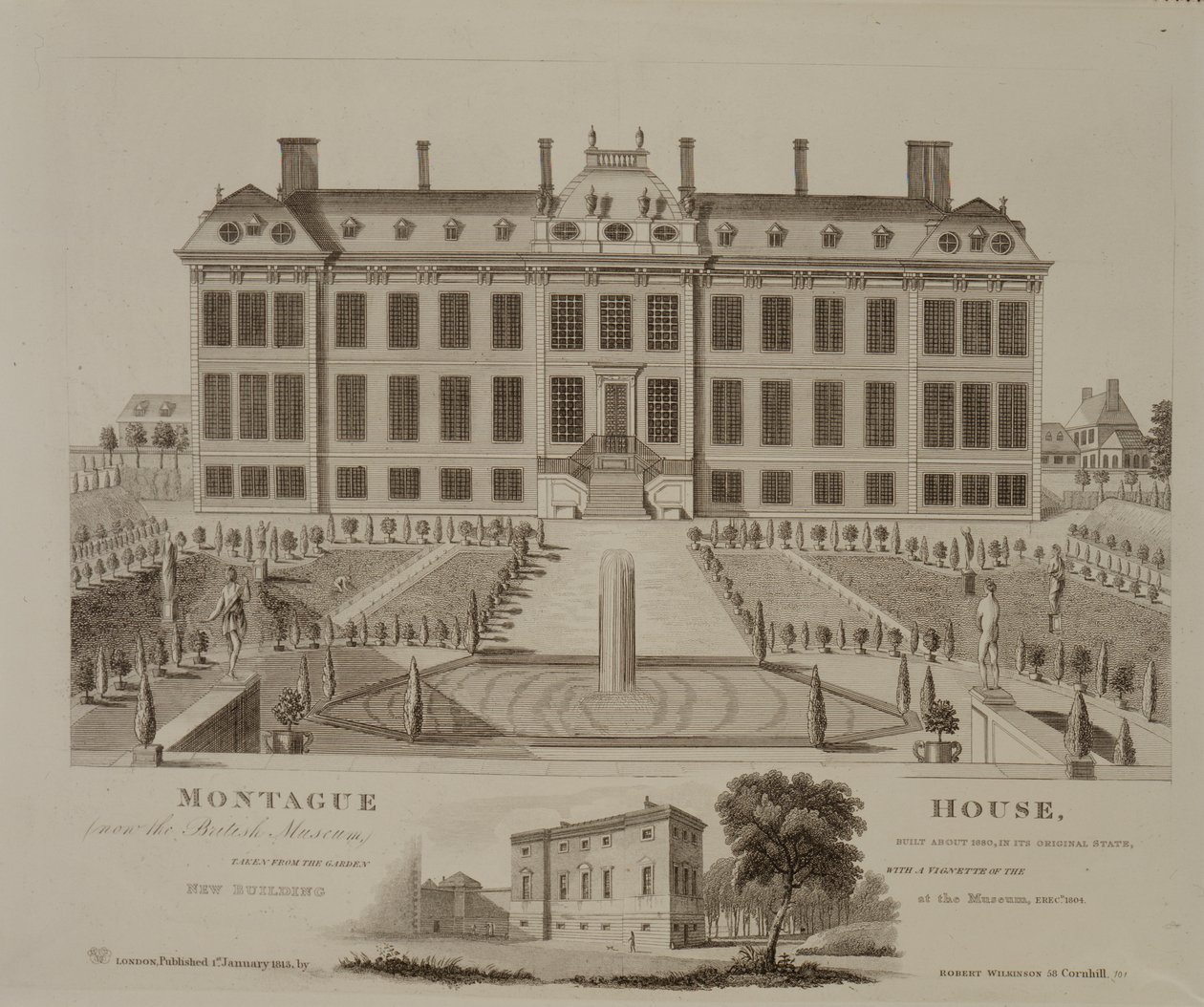 Montague House, ora il British Museum, 1813 da English School