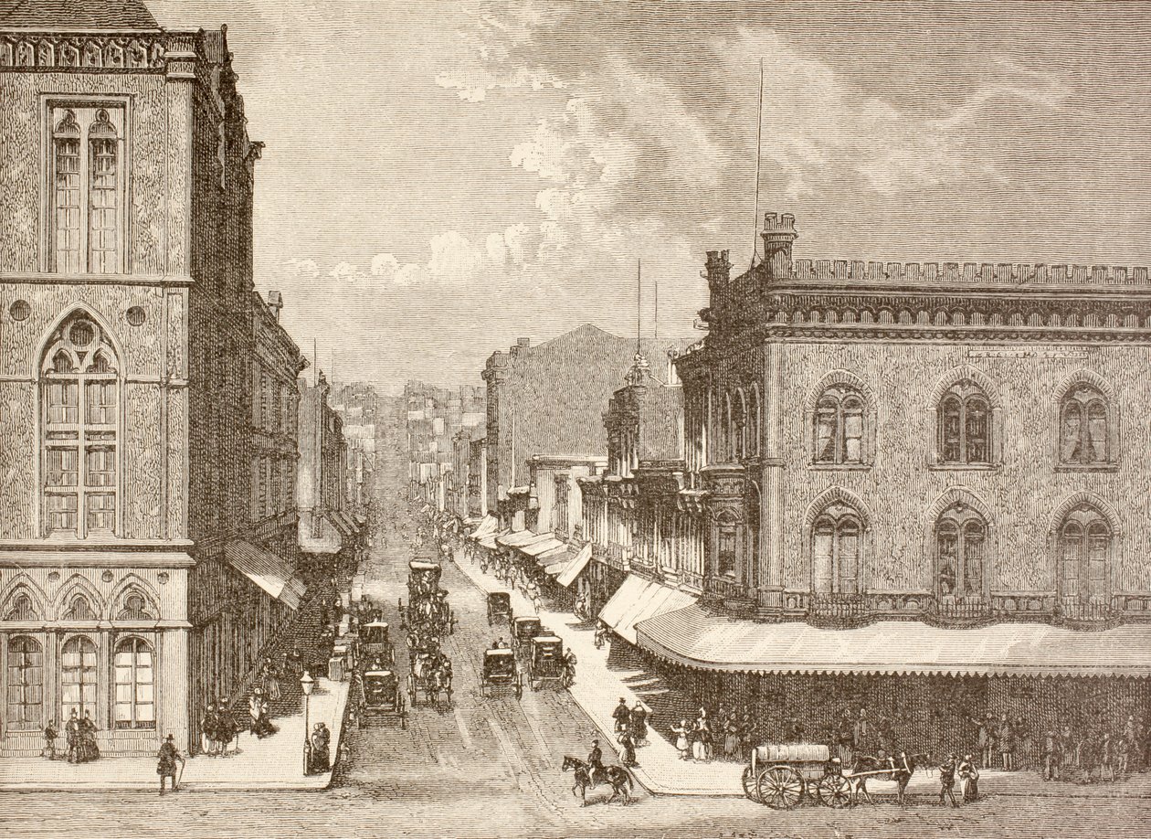 Montgomery Street, San Francisco negli anni 1880 da English School