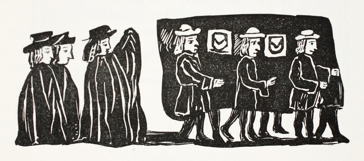 Il Funerale di Madre Bunch, illustrazione da Chap-books of the Eighteenth Century di John Ashton, pub. 1882 da English School