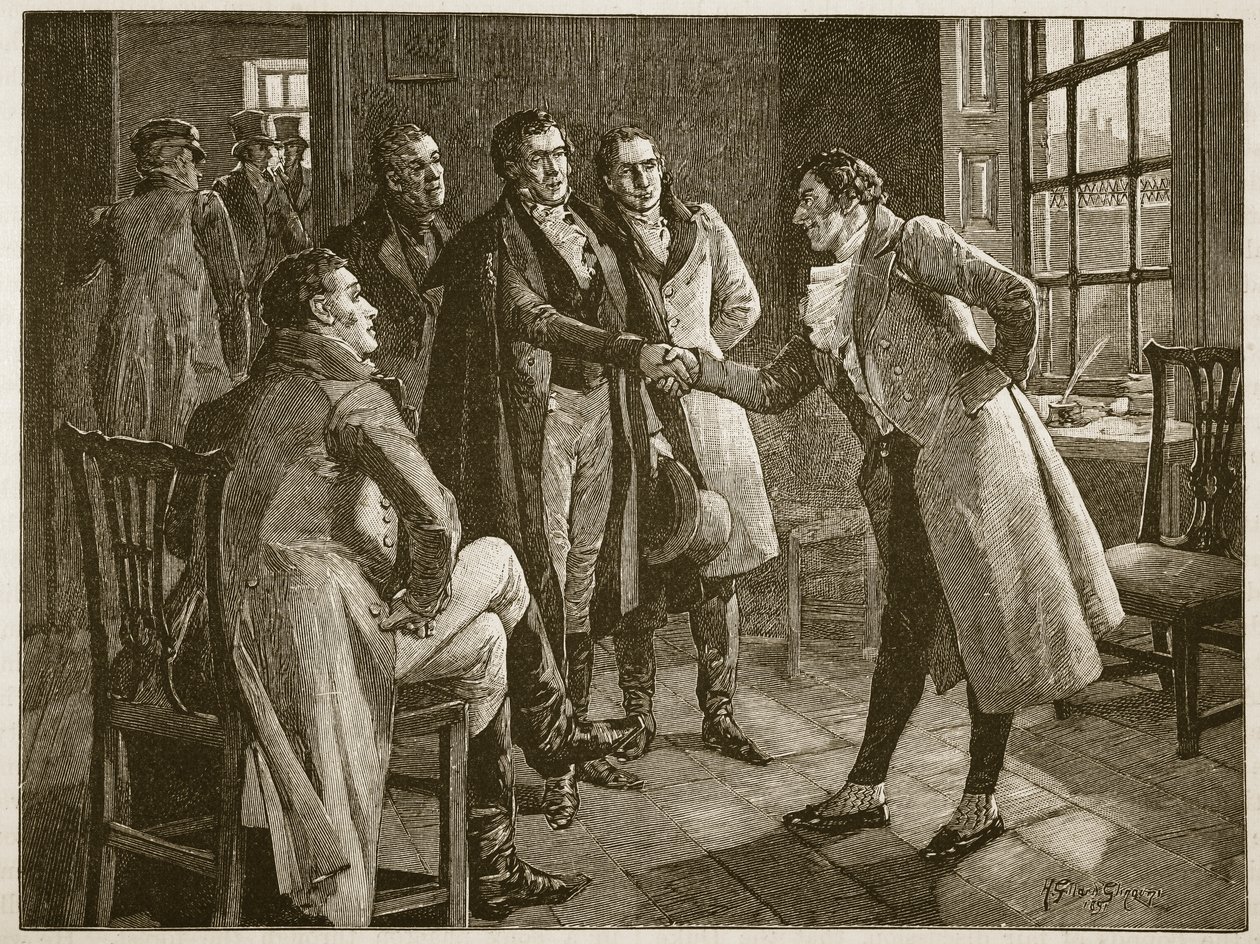Il ricevimento di Mr Alexander nella prigione di Kings Bench, illustrazione da Cassells Illustrated History of England da English School