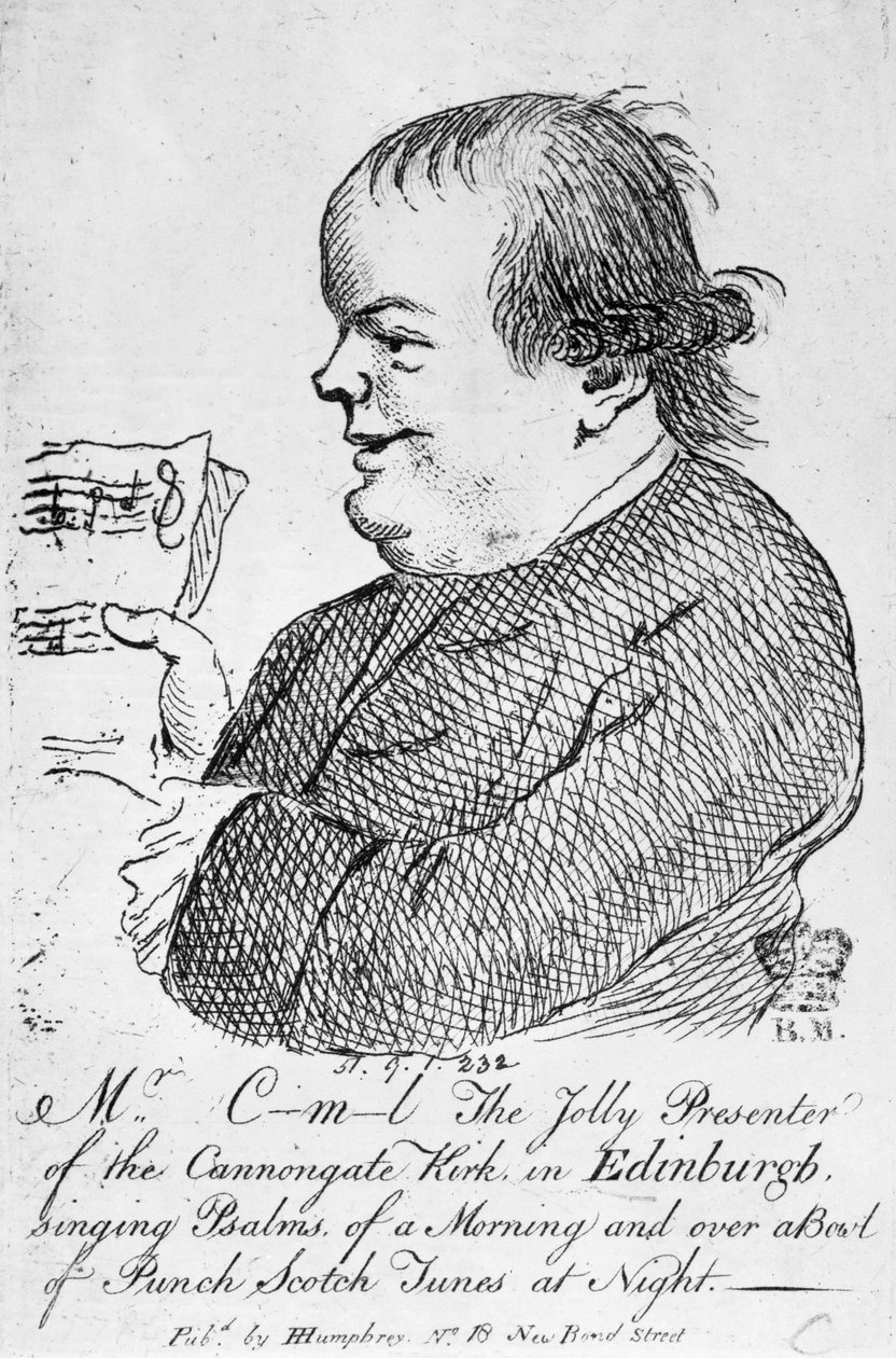 Mr C-m-l il gioioso presentatore della Canongate Kirk a Edimburgo, c.1781 da English School