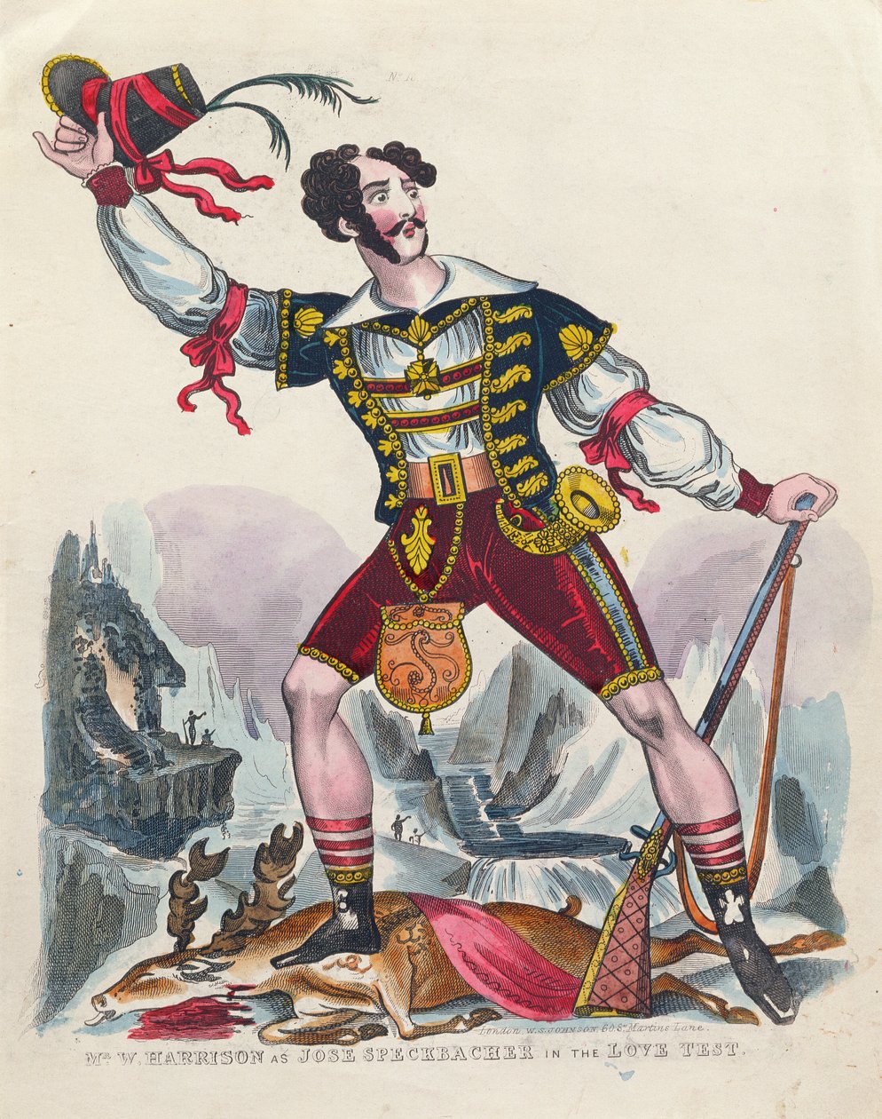 Mr W. Harrison come Jose Speckbacher in The Love Test, c.1840 da English School