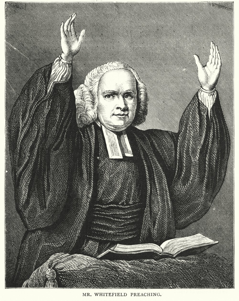 Il signor Whitefield che predica (incisione) da English School