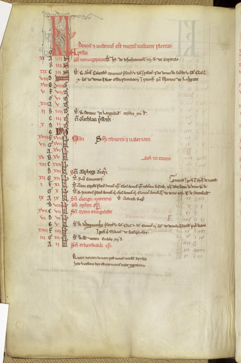 Ms.25512 fol.11v Calendario dei Santi, metà XIII secolo da English School