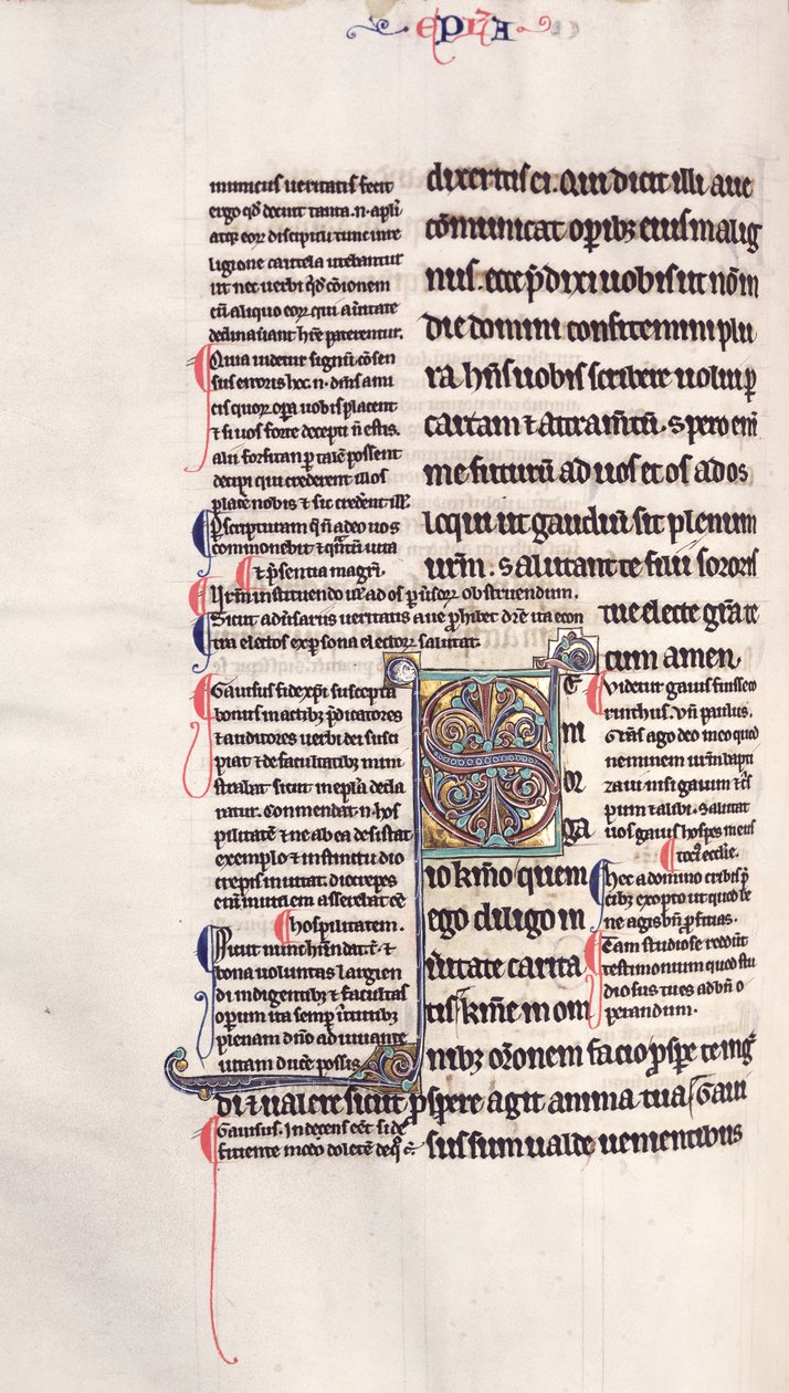 Ms.27, f.132v: Pagina da una copia annotata del Nuovo Testamento da English School