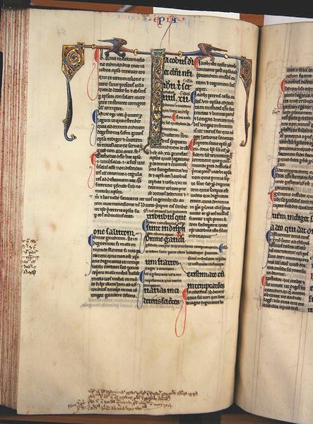 Ms.27, f.84v: Pagina da una copia commentata del Nuovo Testamento da English School
