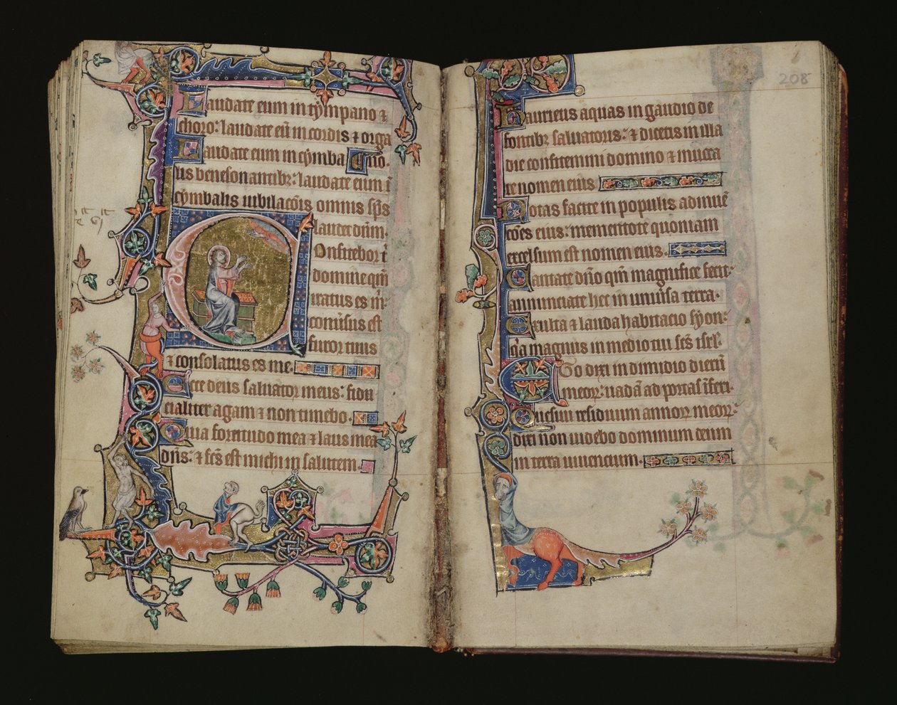 Isaia che prega, iniziale istoriata dal Macclesfield Psalter, Uso di Sarum, East Anglia, c.1330 da English School