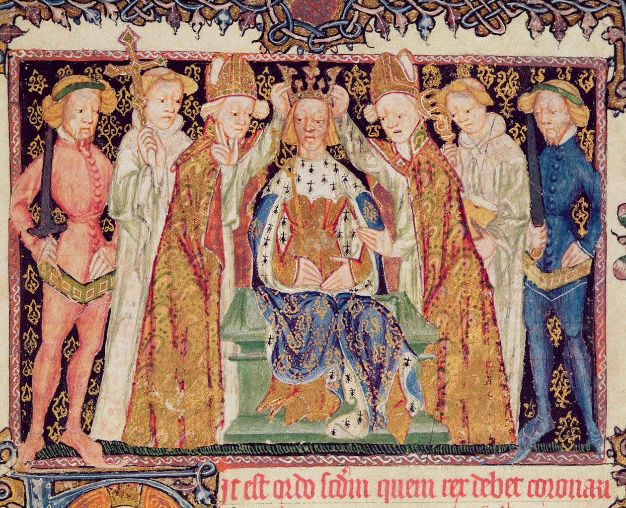 Ms 197 f.3r Incoronazione di un re, da Liber Regalis da English School