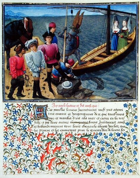 Ms. 2597 Cuore, Desiderio e Generosità si imbarcano, nel primo pomeriggio, sulla barca che appartiene a Fidanzamento e Aspettativa, edizione facsimile di 