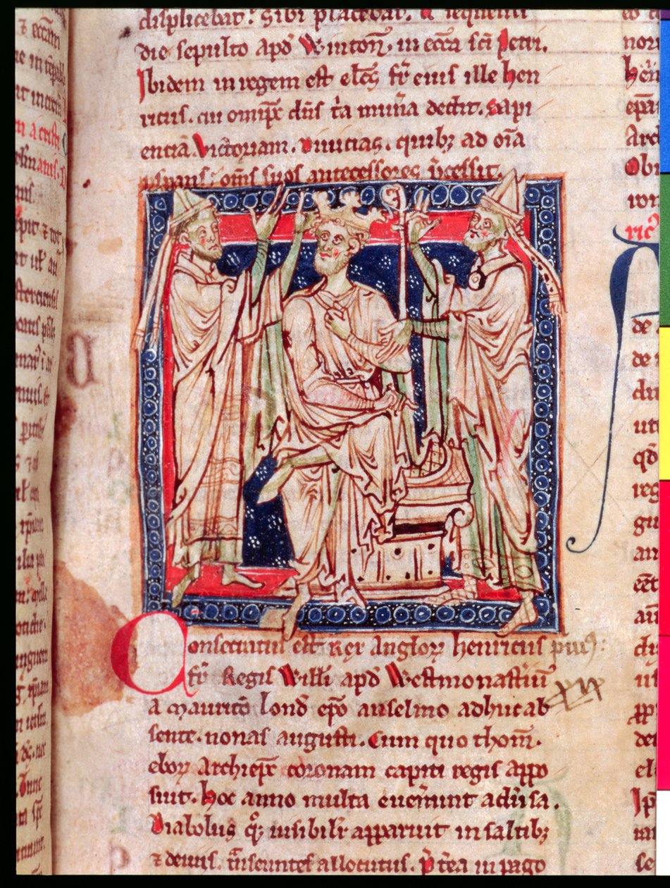Enrico I (1068-1135), miniatura da Flores Historiarum, di Matthew Paris, 1250-52 da English School