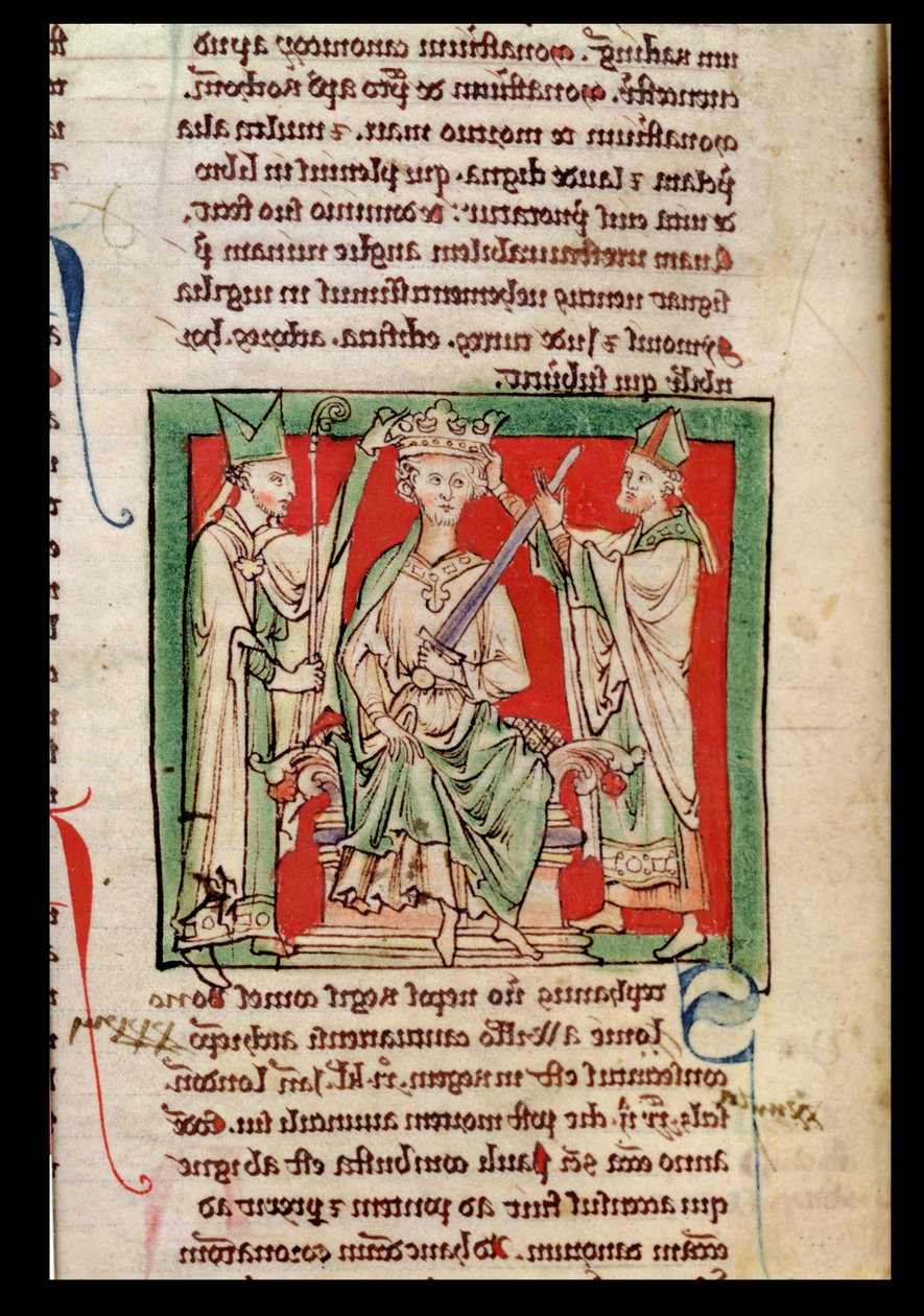 Re Stefano (c.1097-1154), miniatura da Flores Historiarum, di Matthew Paris, 1250-52 da English School