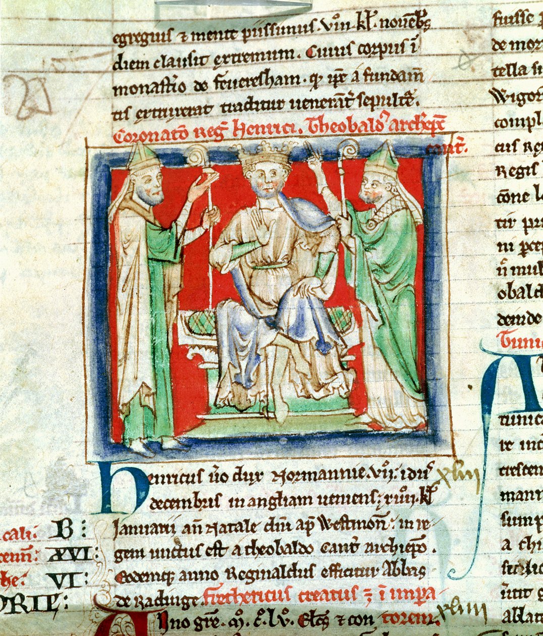 Enrico II (1133-89), miniatura da Flores Historiarum, di Matthew Paris, 1250-52 da English School