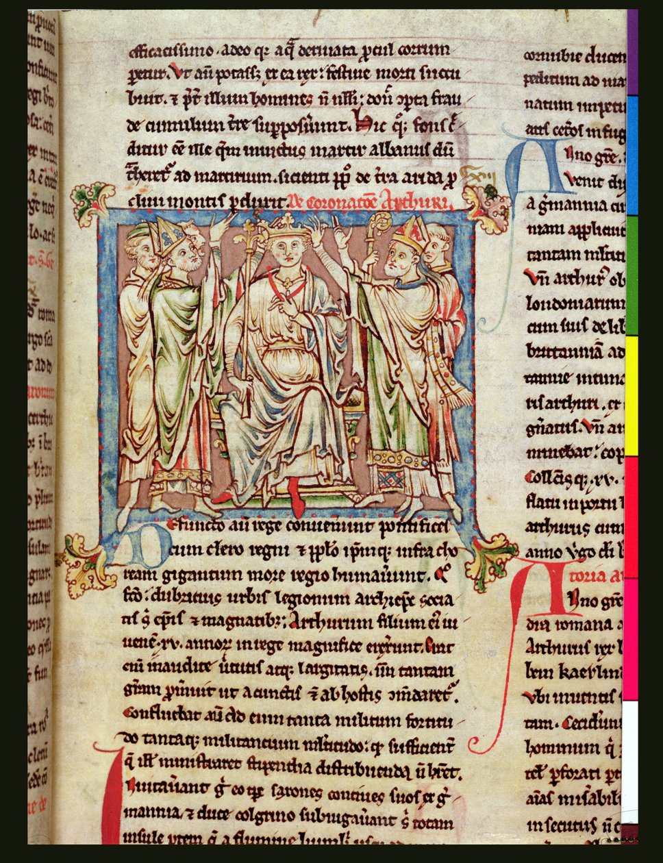 Ms 6712 (A.6.89) fol.53 Re Artù, miniatura da Flores Historiarum, di Matthew Paris, c.1250-52 da English School