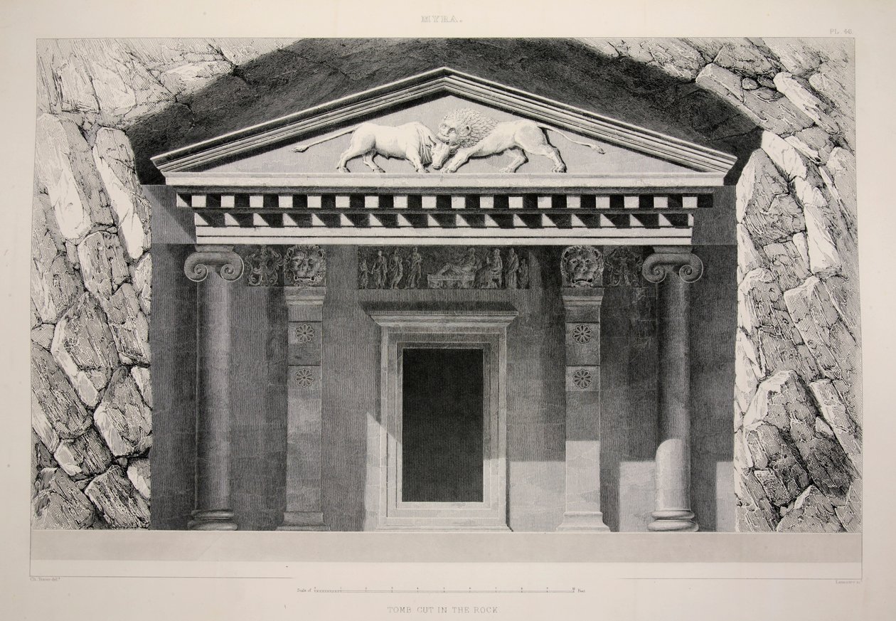 Myra - Tomba scavata nella roccia, pub. 1863 da English School