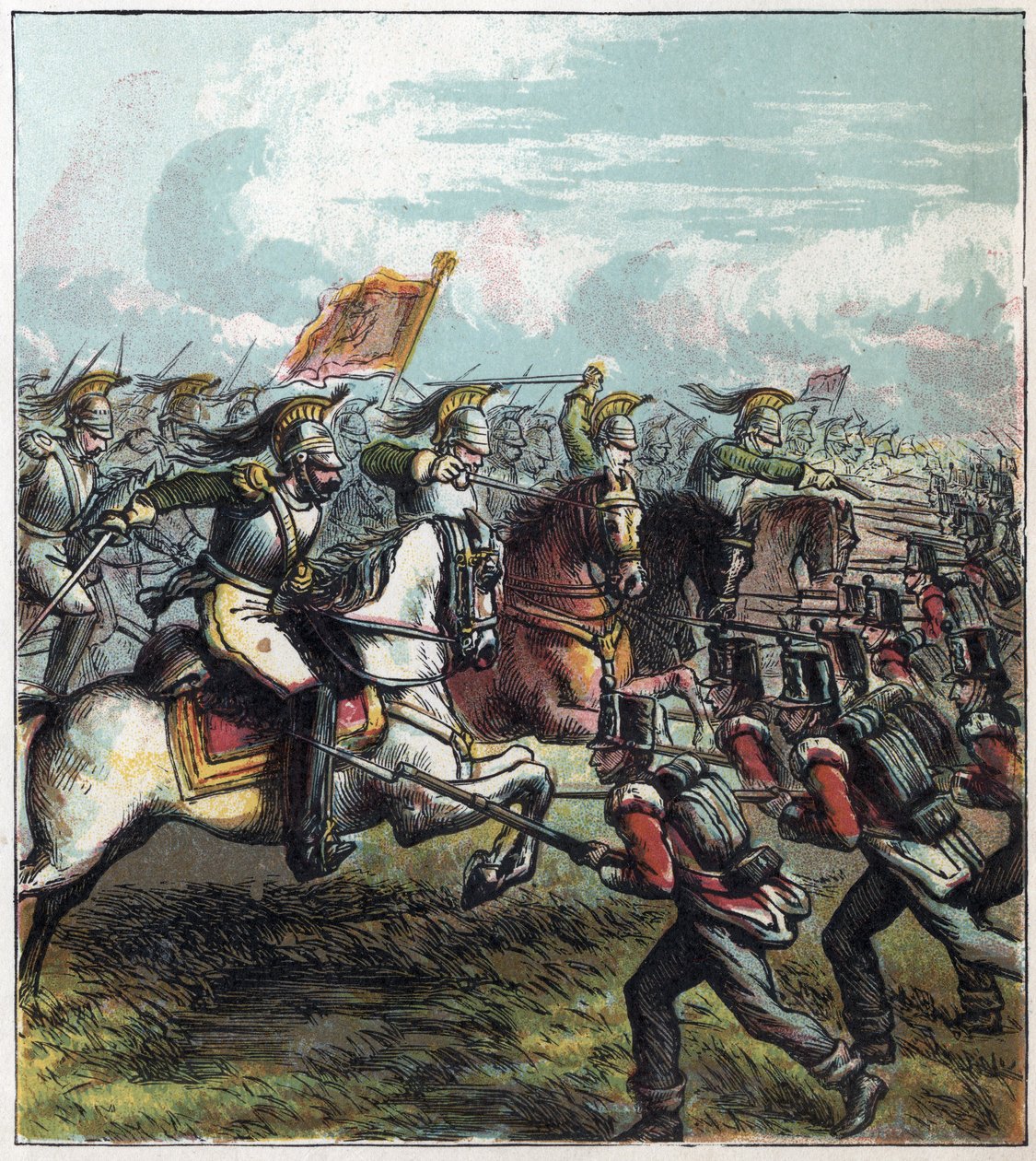 Guerre Napoleoniche: la Battaglia di Waterloo il 18/06/1815. La cavalleria francese di Napoleone I caricò l
