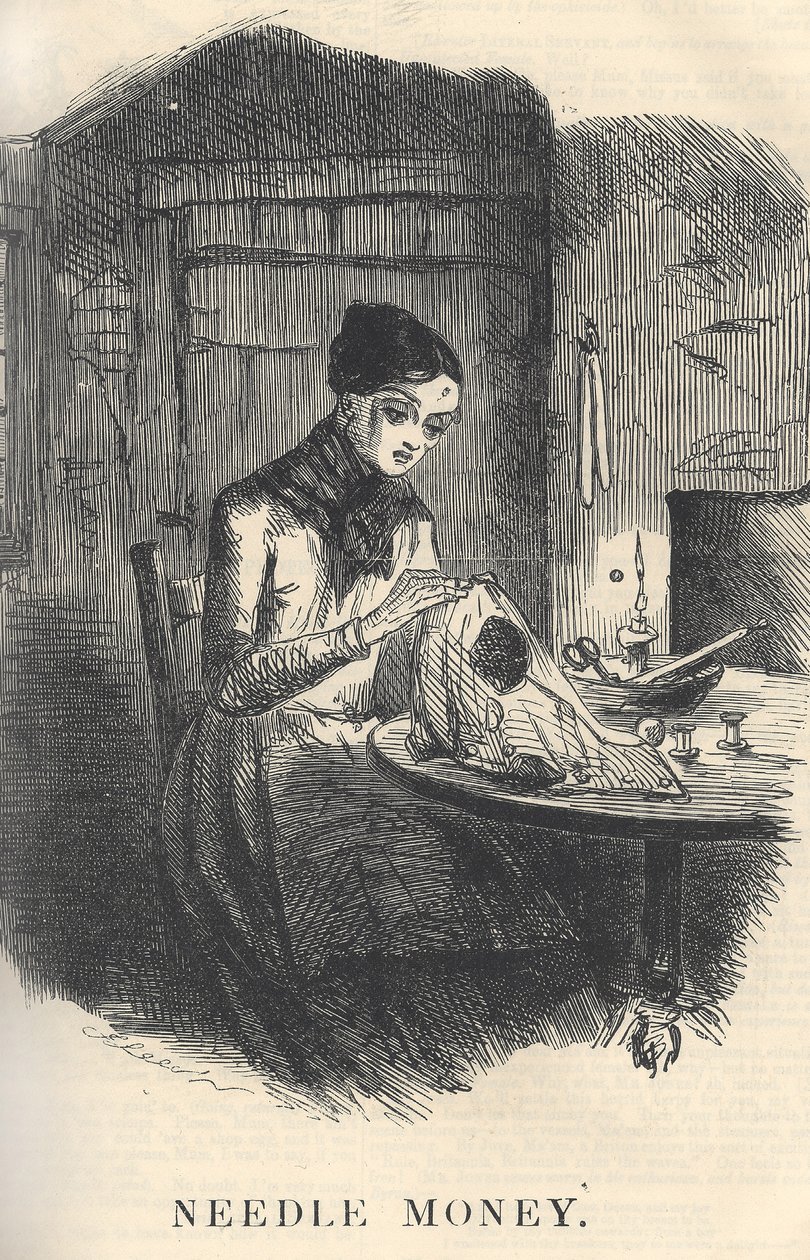 Needle Money, illustrazione da Punch Magazine, dicembre 1849 da English School