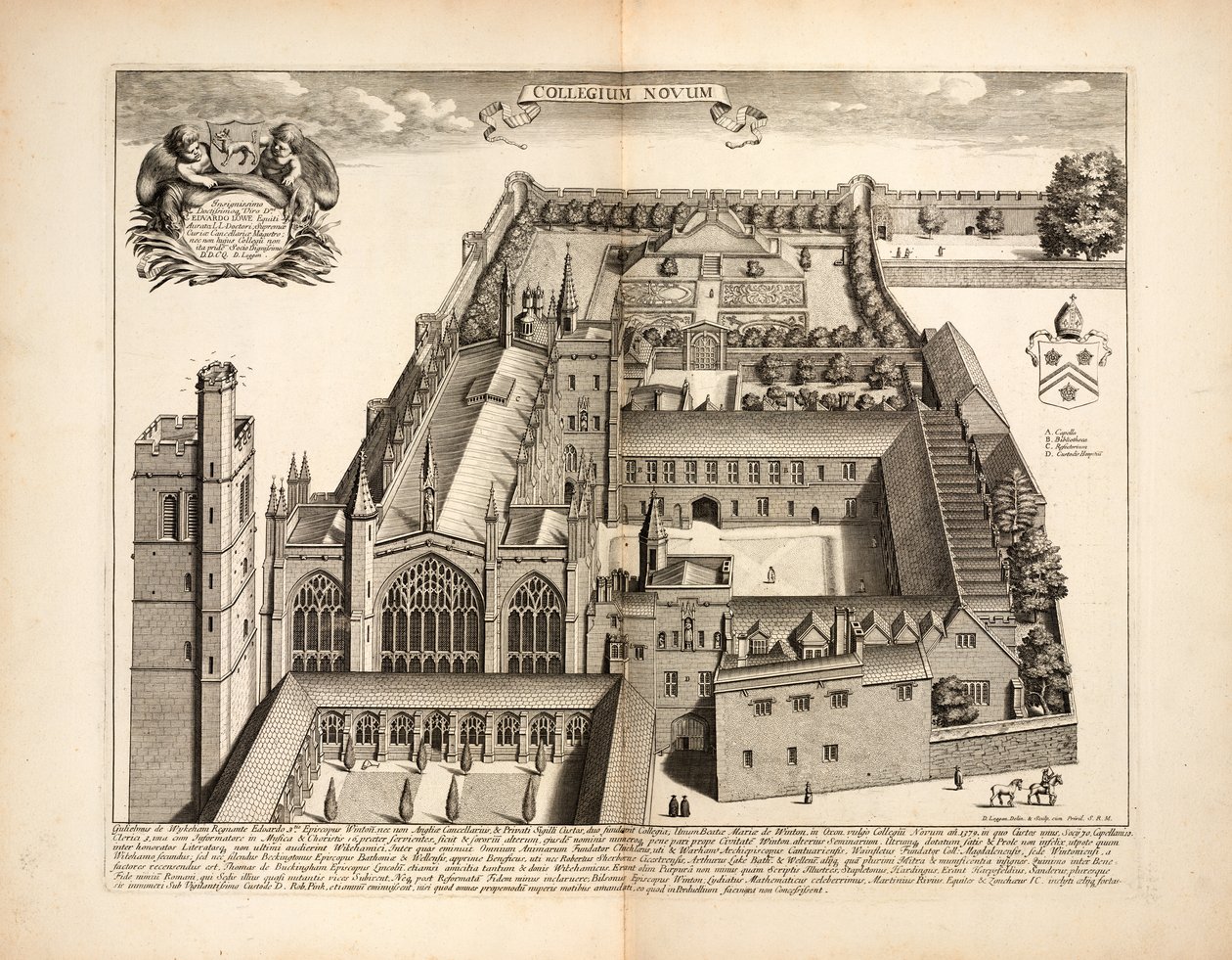 New College, tavola 19 da Oxonia Illustrata di David Loggon, Oxford 1675 da English School