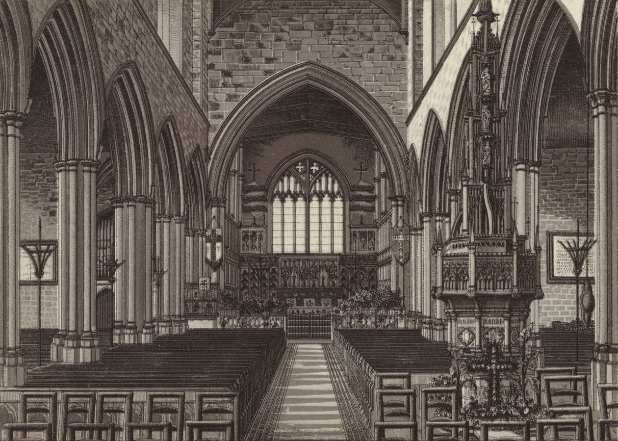 Interno della chiesa di Newbury (litografia) da English School