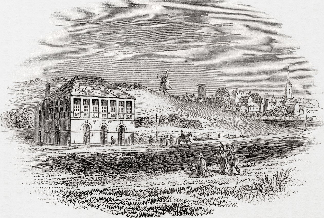 Ippodromo di Newmarket, Newmarket, Inghilterra ai tempi di Carlo I, da Old England: A Pictorial Museum, pub. 1847 da English School