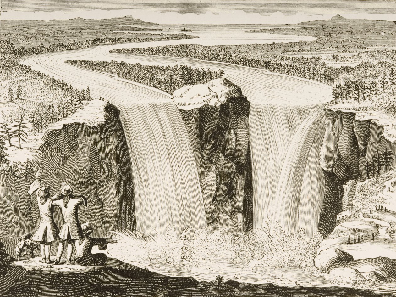 Cascate del Niagara, dopo uno schizzo fatto da Padre Hennepin nel 1677, da 