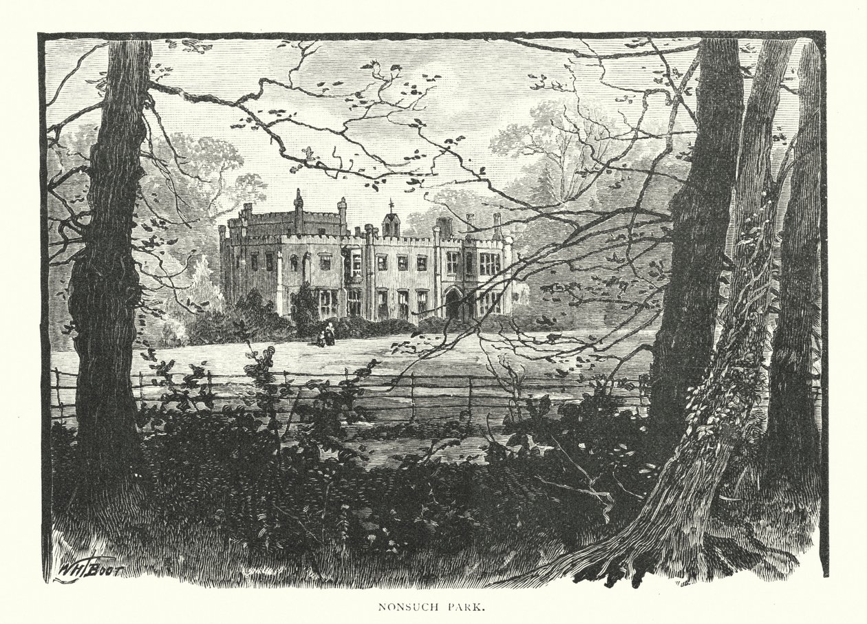 Parco di Nonsuch (incisione) da English School