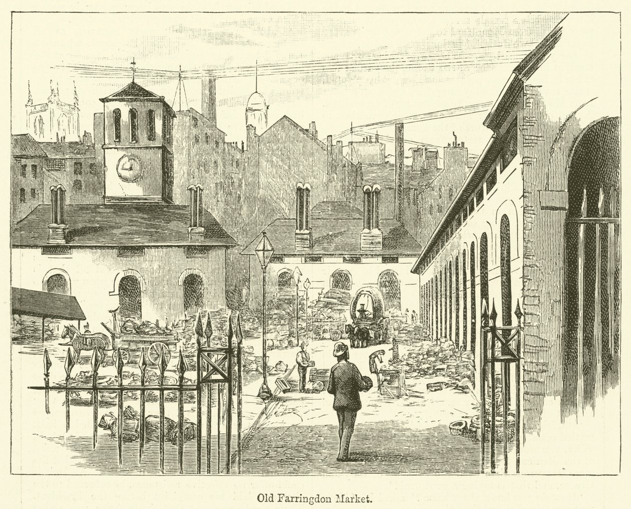 Vecchio mercato di Farringdon (incisione) da English School