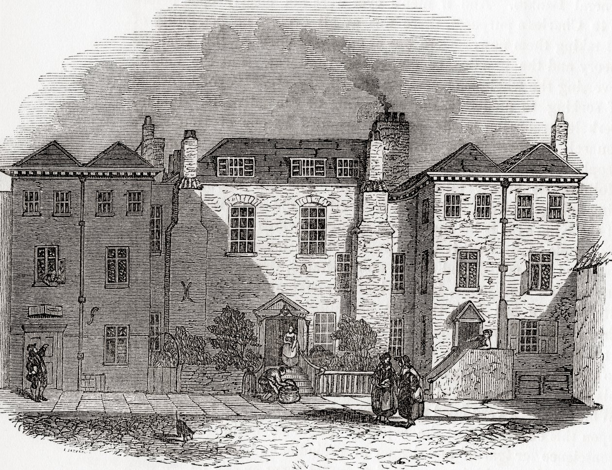 Casa di Oliver Cromwell, Clerkenwell Close, Londra, Inghilterra, da Old England: A Pictorial Museum, pub. 1847 da English School