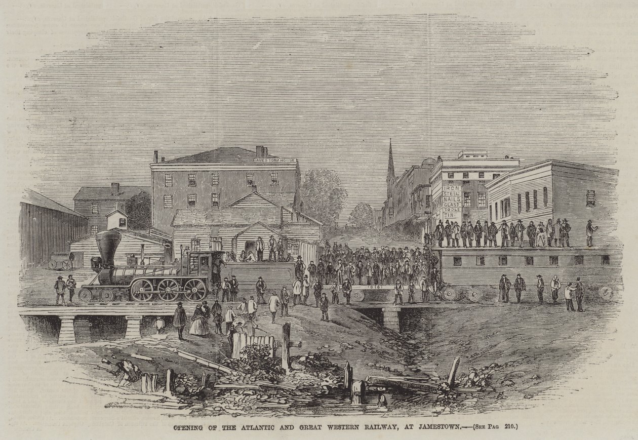 Inaugurazione della Atlantic and Great Western Railway a Jamestown (incisione) da English School