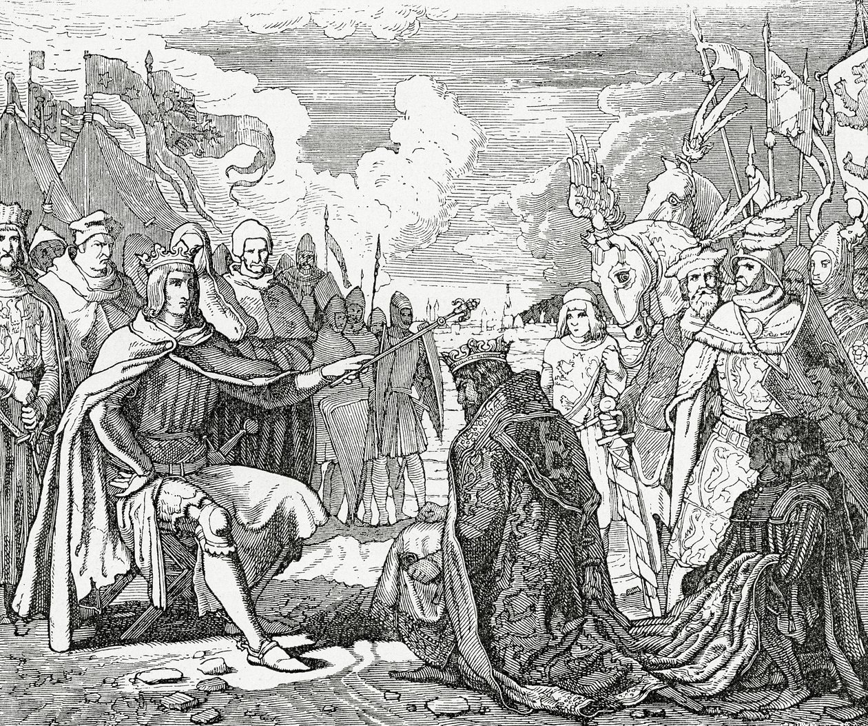 Ottocaro II di Boemia rende omaggio a Rodolfo I, re di Germania nel 1276, 1882 da English School