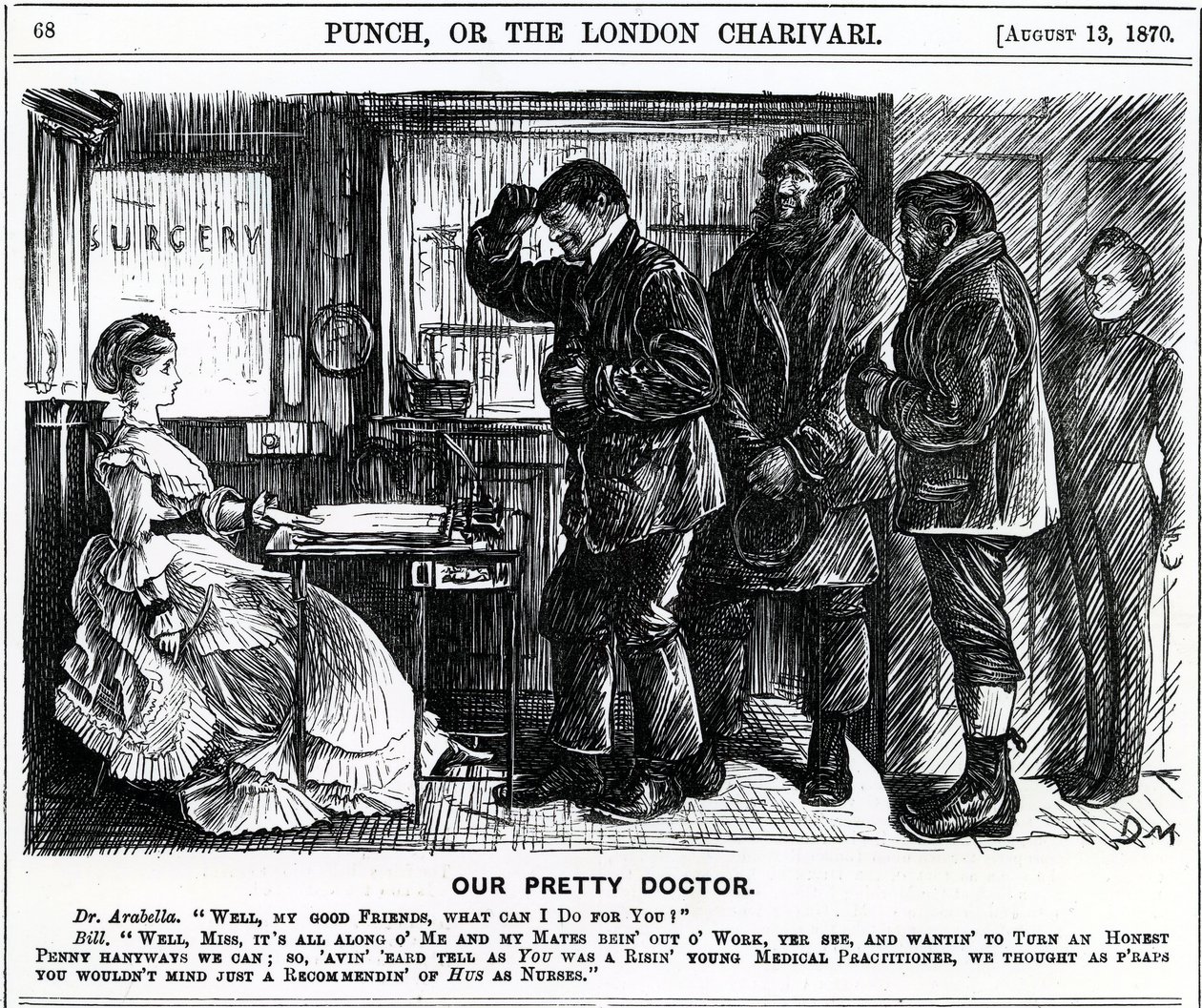 Il nostro bel dottore, pubblicato su Punch Magazine, 1870 da English School