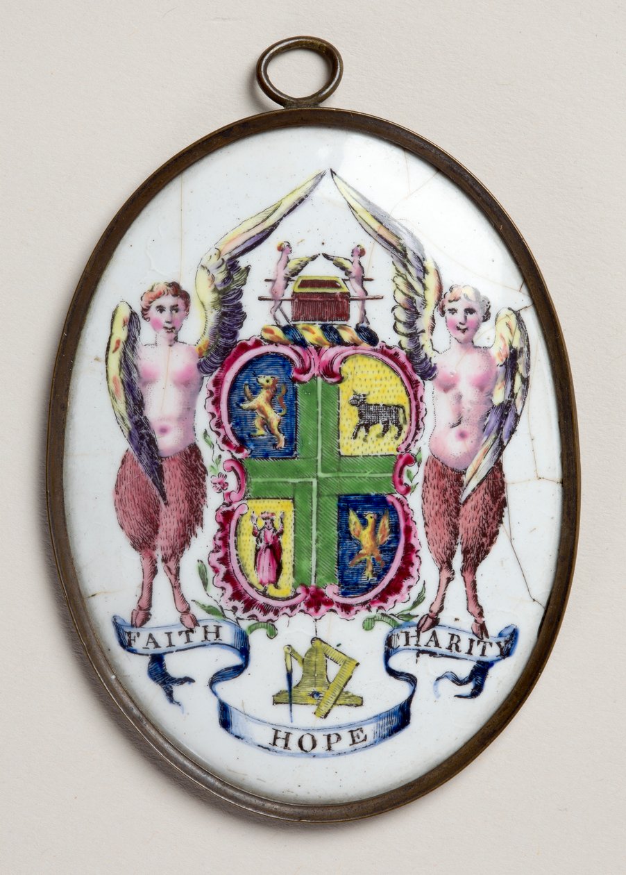 Placca ovale con distintivo dei Massoni (smalto) da English School