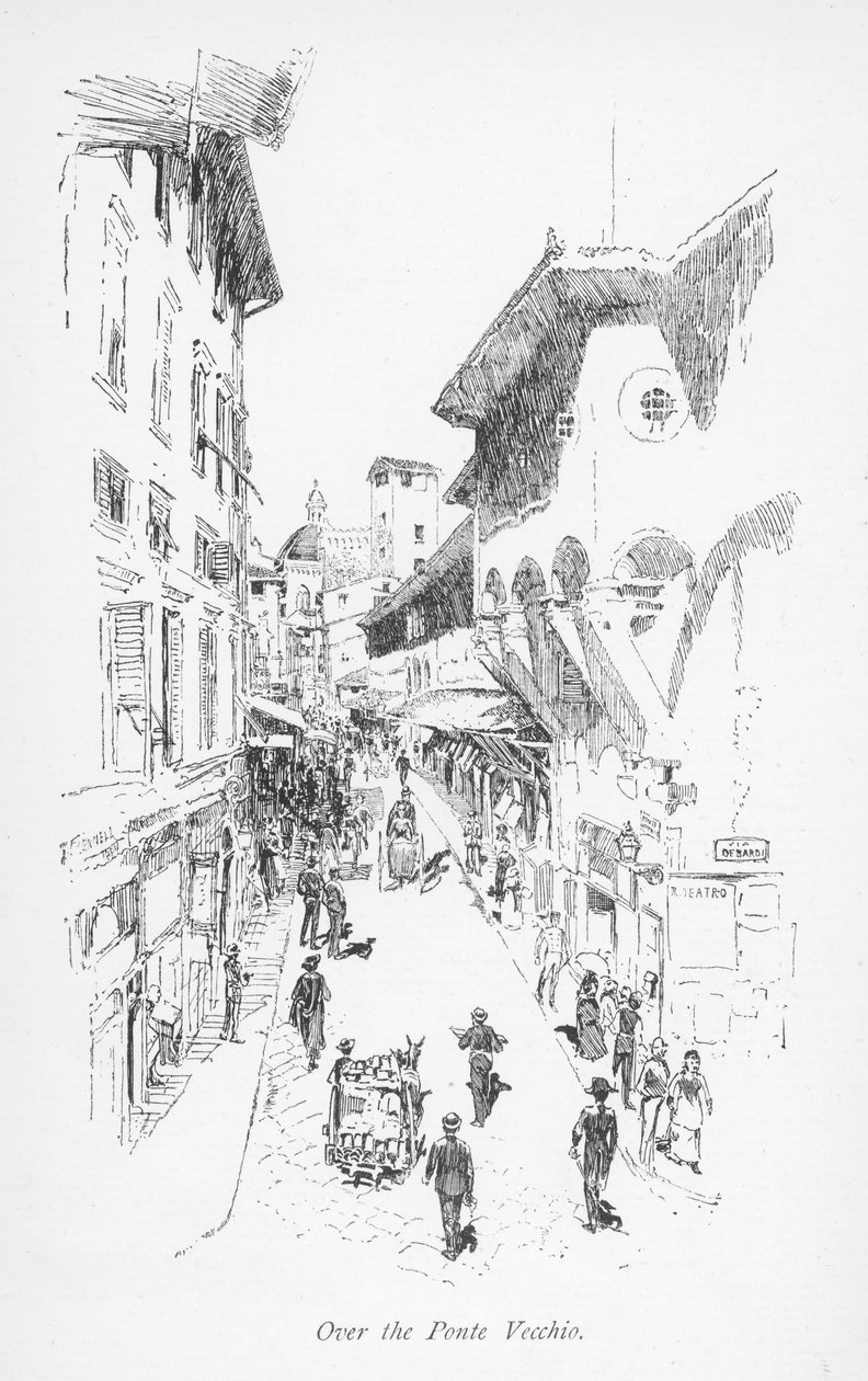 Sopra il Ponte Vecchio (litografia) da English School