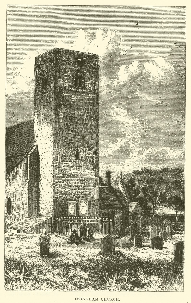 Chiesa di Ovingham (incisione) da English School