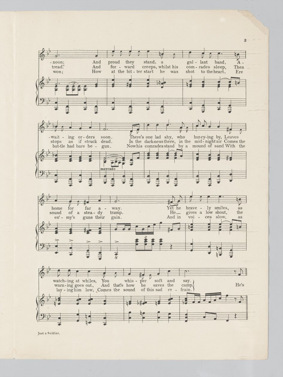 Pagina 3 di uno spartito musicale per la canzone Just a Soldier da English School