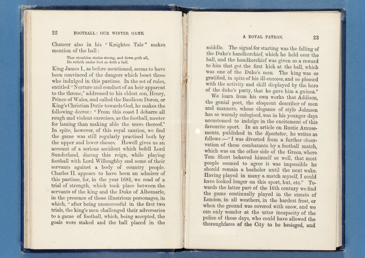 Pagina da Football: Our Winter Game, di Charles W. Alcock, 1874 da English School