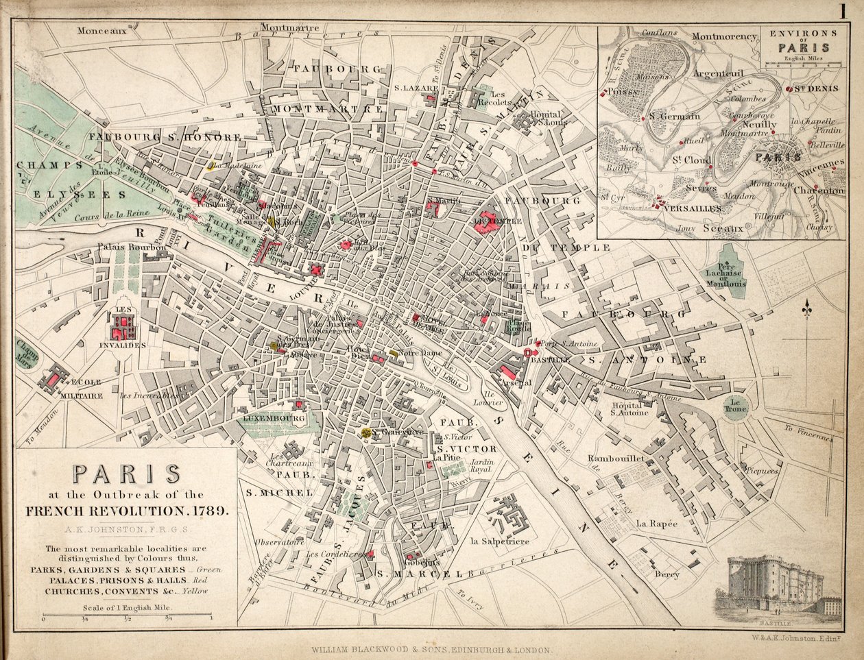 Parigi allo scoppio della Rivoluzione Francese nel 1789 da English School