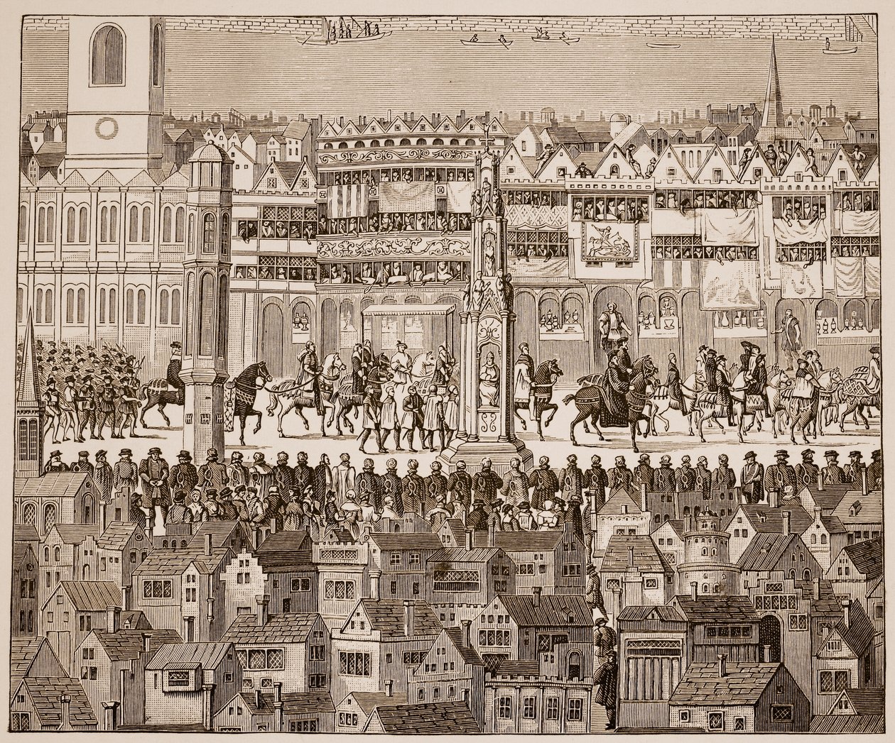 Parte della processione di incoronazione di Edoardo VI, 1547, da un acquerello del XVI secolo da English School