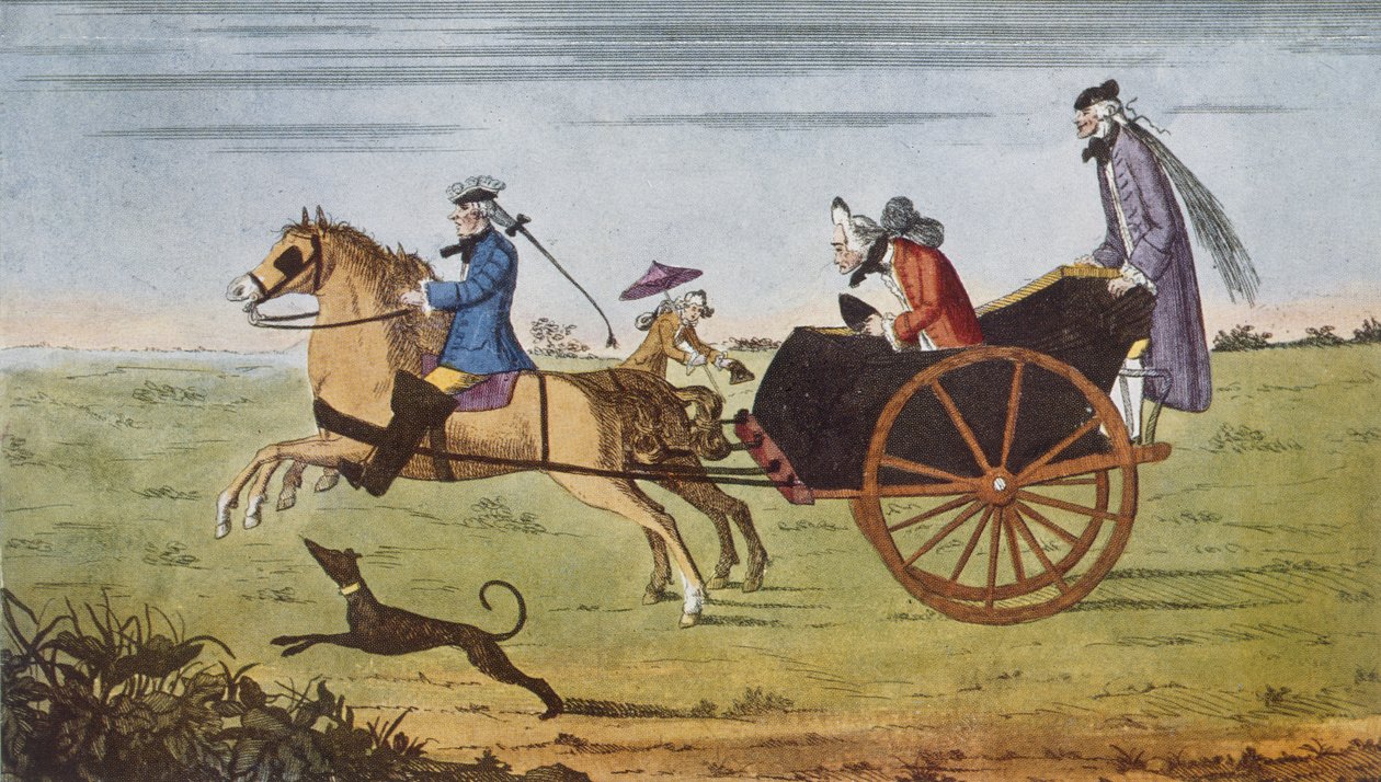 Passeggero in una carrozza trainata da cavalli, 