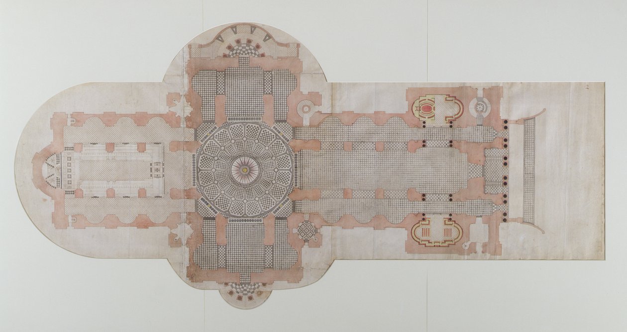 Piano di pavimentazione della Cattedrale di San Paolo, come eseguito, c.1710 da English School