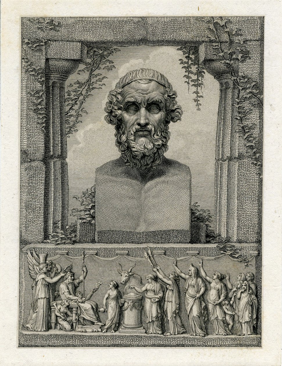 Pindaro, Poeta lirico greco antico (c.522-c.433 a.C.) (incisione) da English School